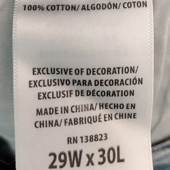 Cleo + Wolf Patchwork Distressed Light-Wash High-Rise Straight Jeans Women's 29 - Picture 13 of 15